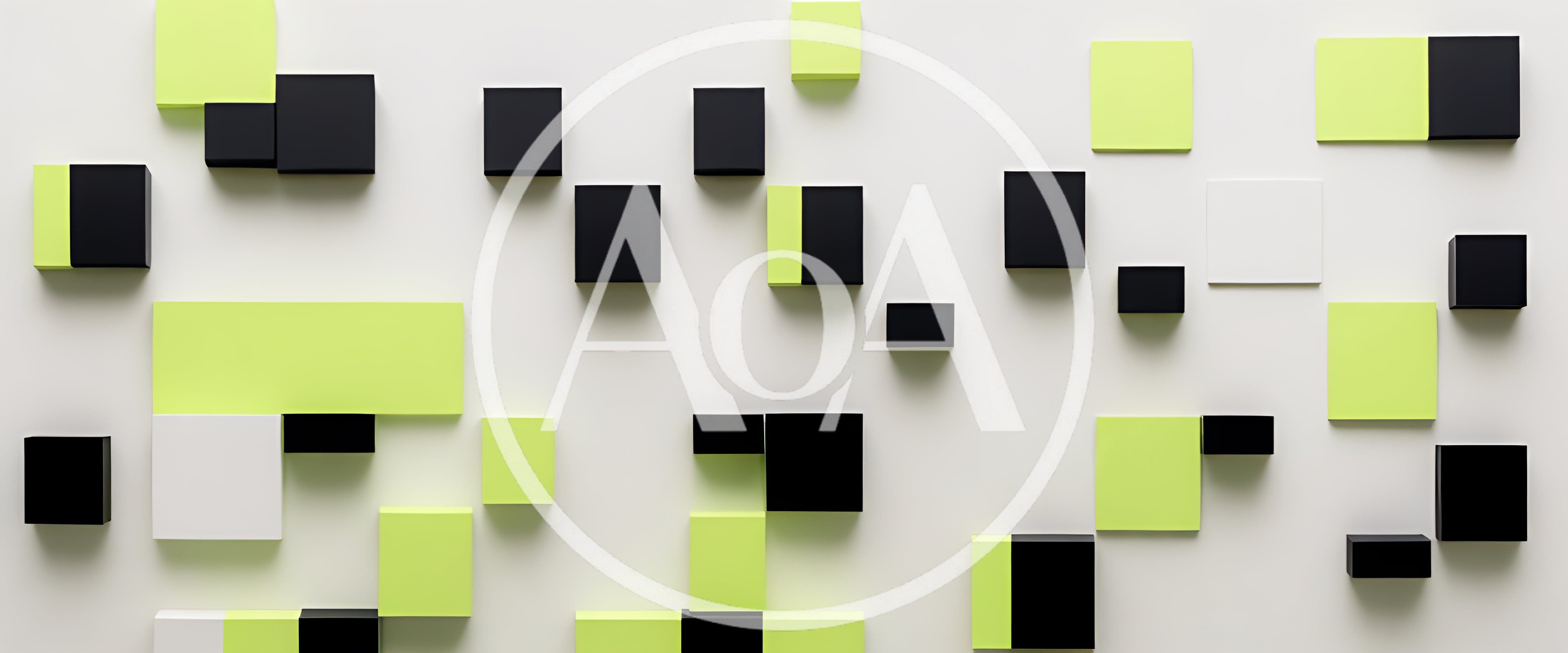 Abstract 3D Geometric Shapes With Neon Green And Black