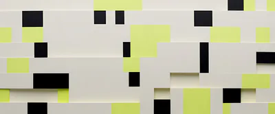 Abstract Geometric Wall With Yellow And Black Panels