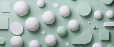 Abstract 3D Geometric Shapes on Pastel Green Background