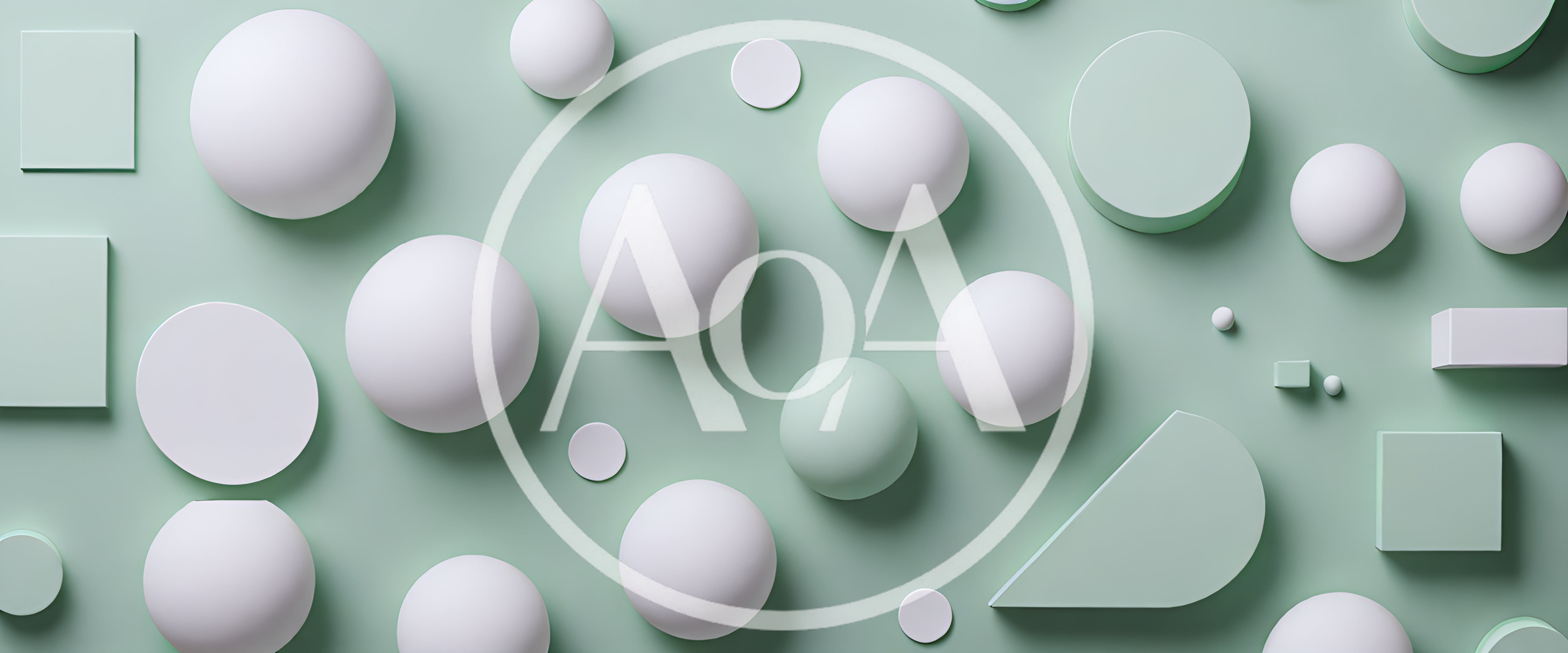 Abstract 3D Geometric Shapes on Pastel Green Background