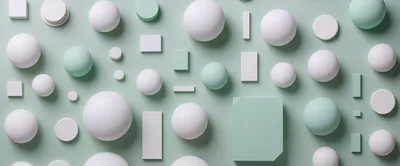 Abstract 3D Geometric Shapes On Pastel Green Background
