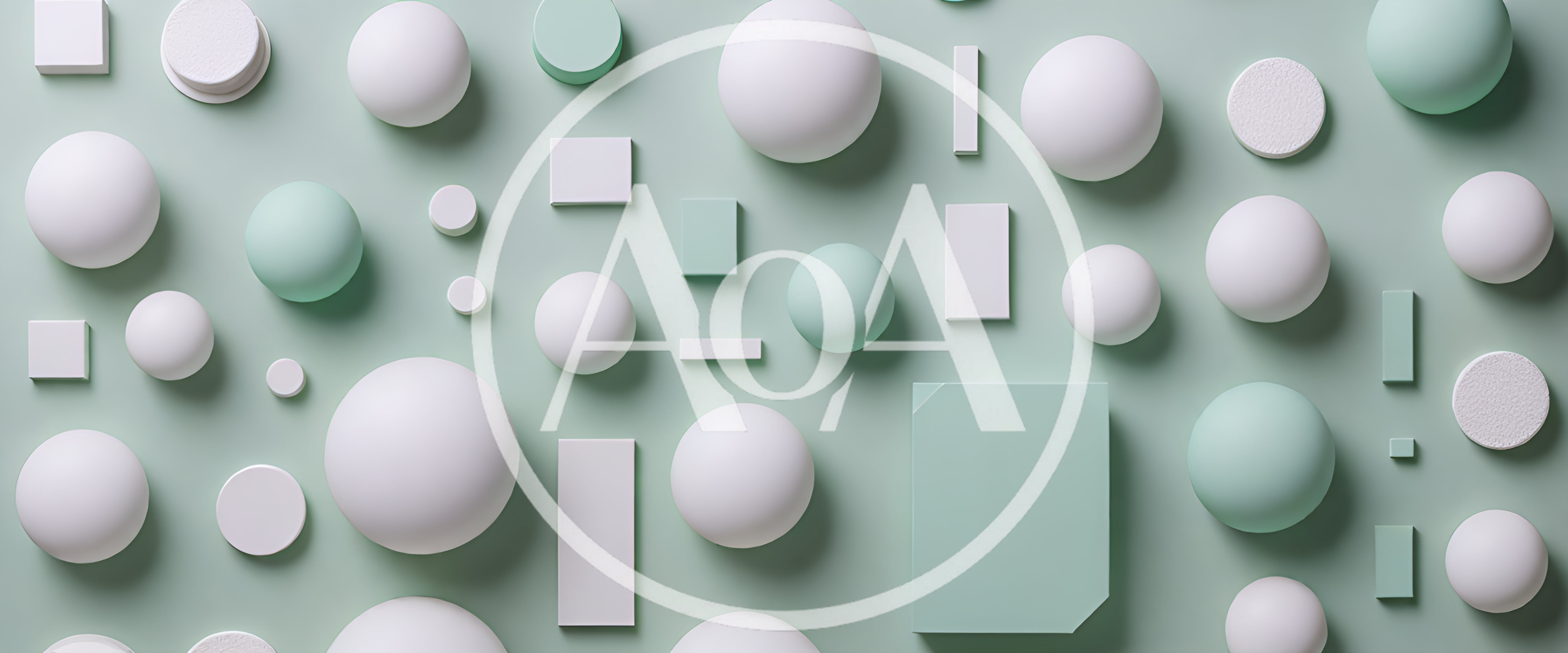 Abstract 3D Geometric Shapes On Pastel Green Background