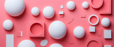 Abstract 3D Geometric Shapes On Pink Background