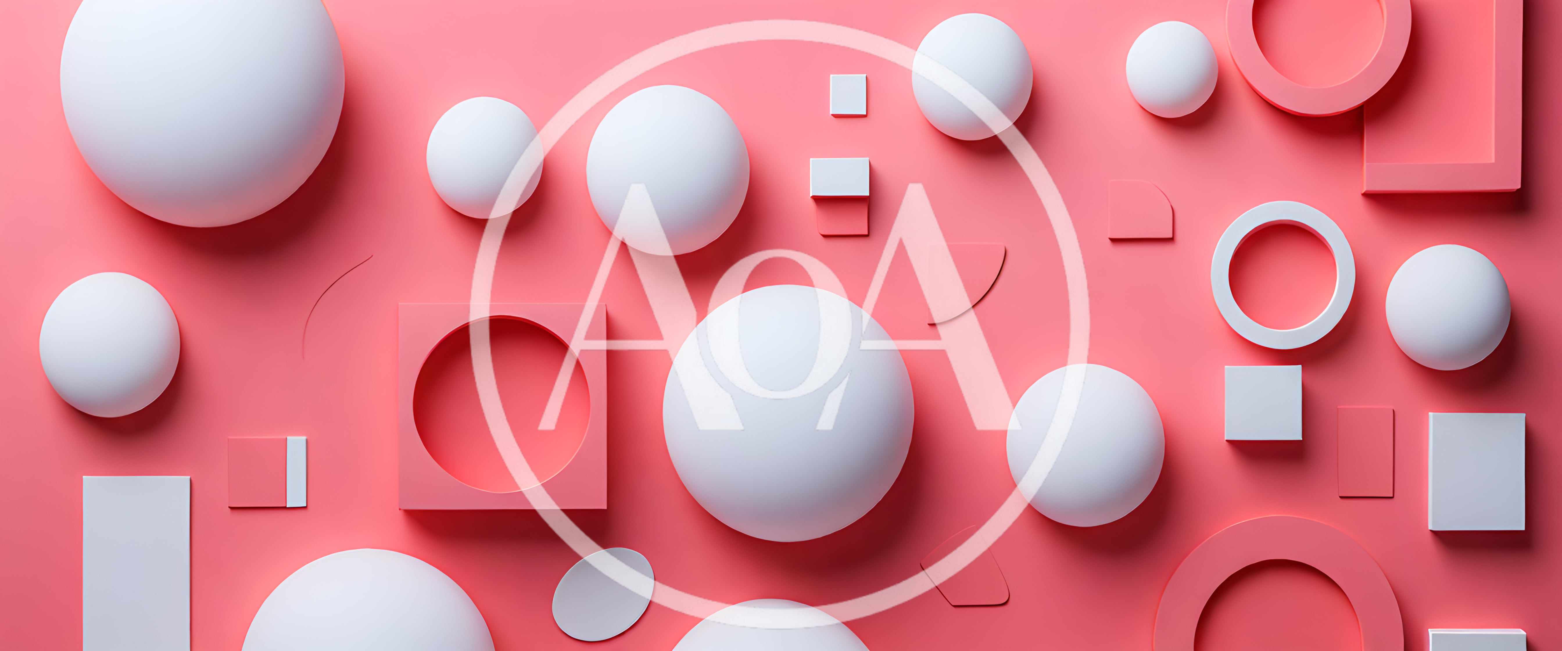 Abstract 3D Geometric Shapes On Pink Background