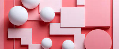 Abstract 3D Composition With Pink Shapes And Spheres