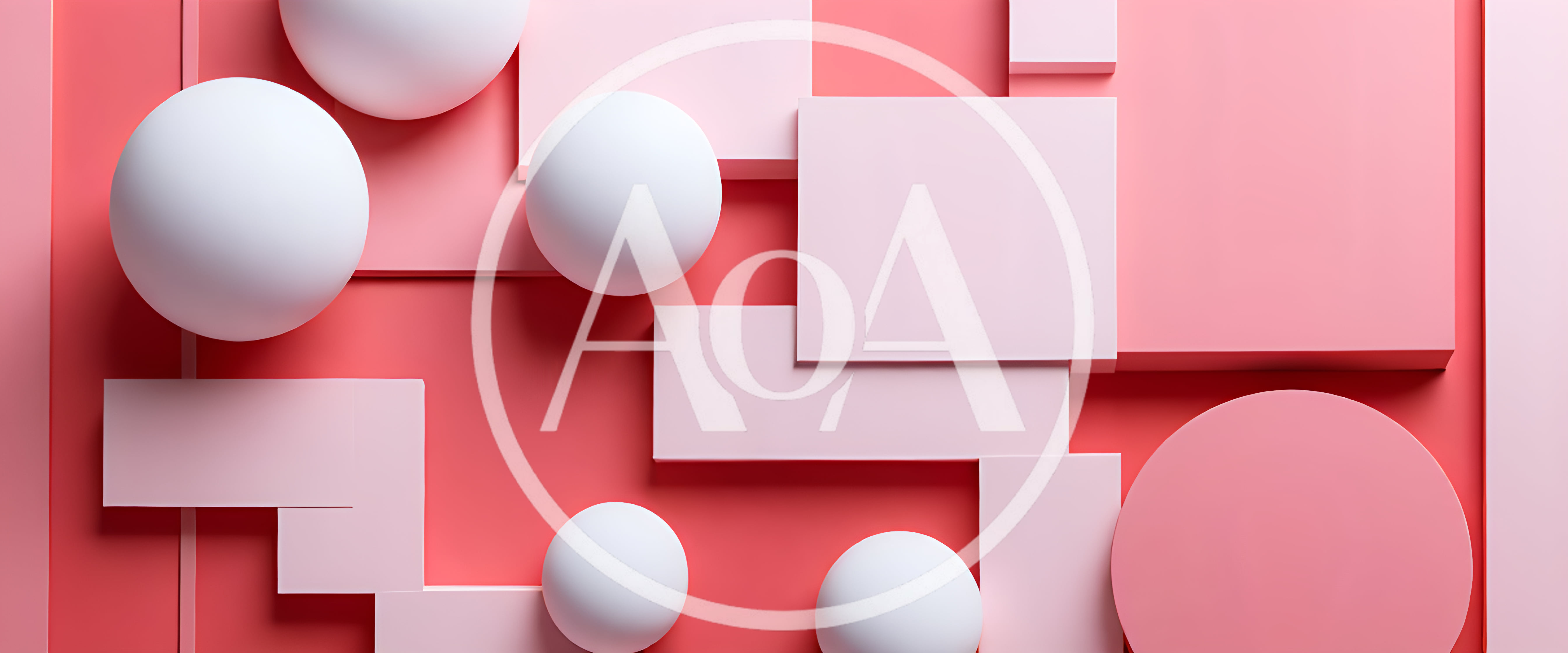 Abstract 3D Composition With Pink Shapes And Spheres