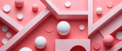 Abstract 3D Geometric Shapes With Spheres And Platforms