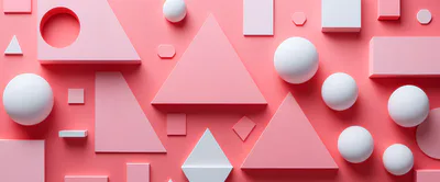 Abstract 3D Geometric Shapes On Pink Background