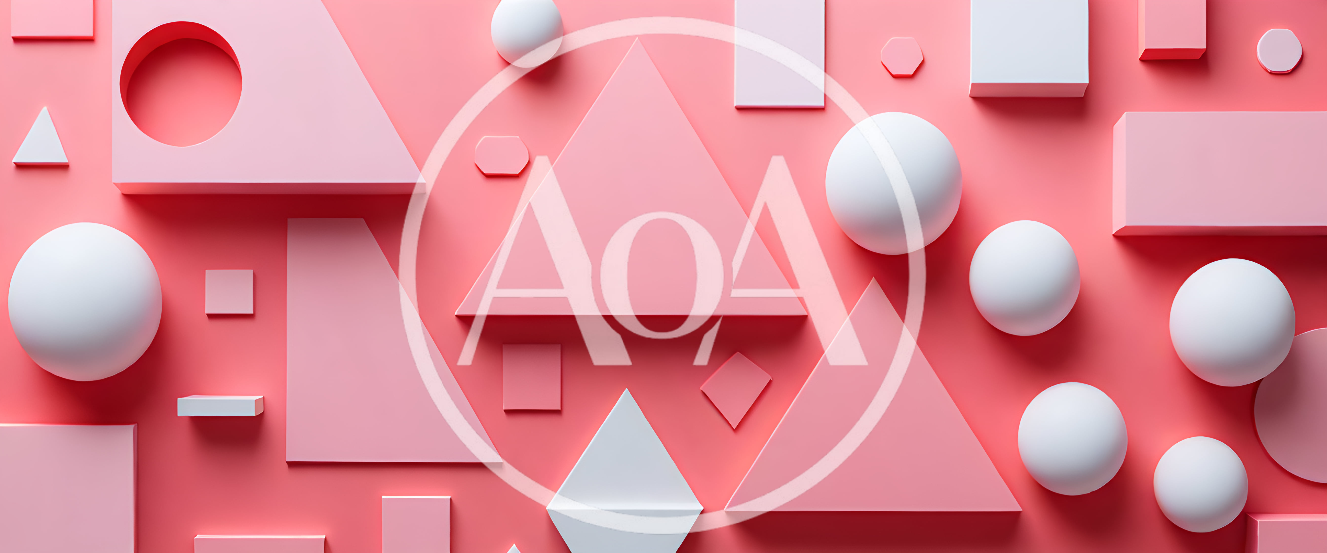 Abstract 3D Geometric Shapes On Pink Background