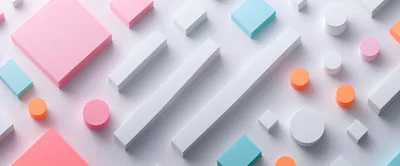 Abstract 3D Geometric Shapes On White Background