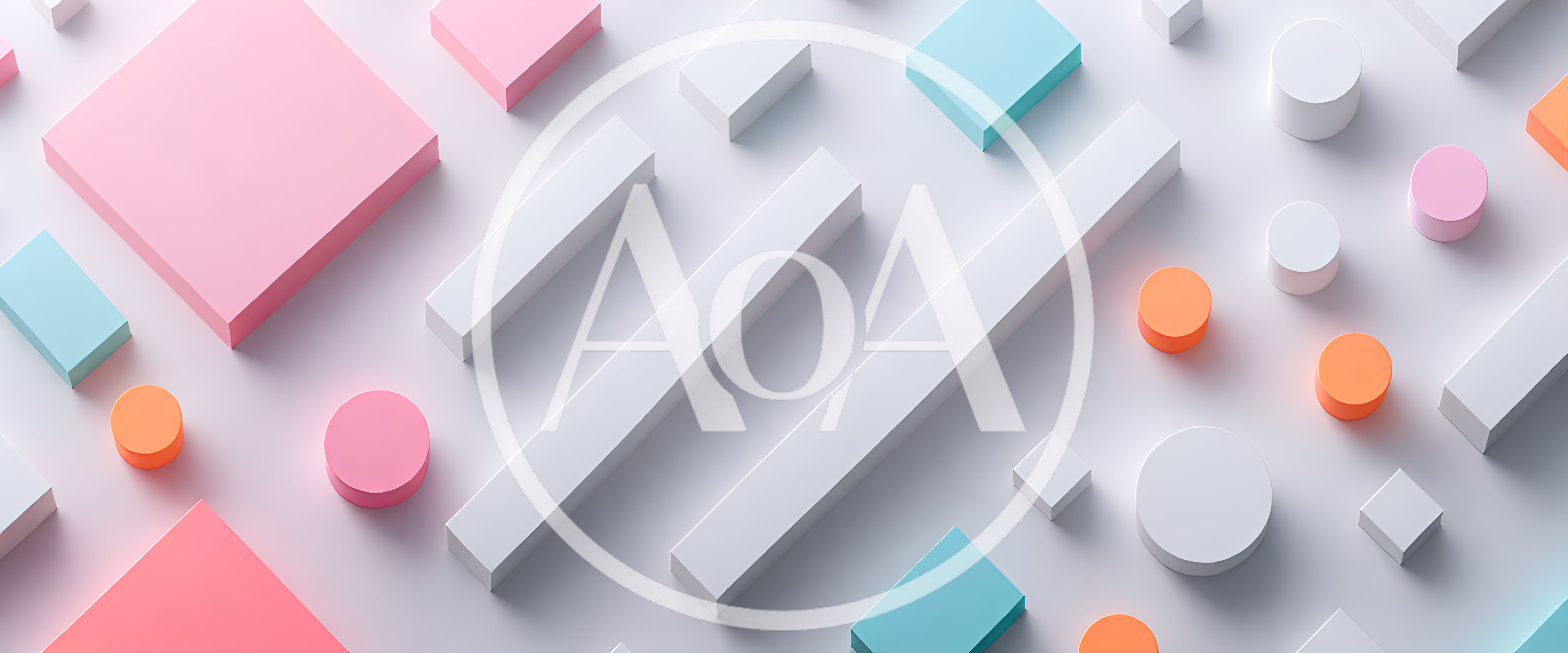 Abstract 3D Geometric Shapes On White Background