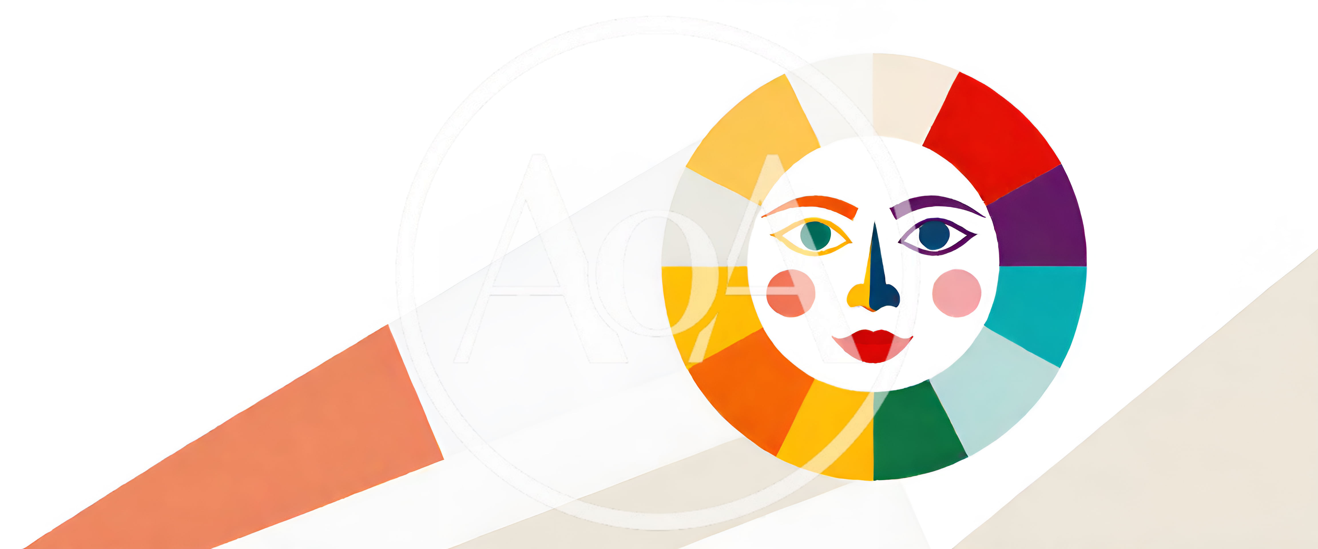 Stylized Sun Face With Colorful Circular Color Wheel
