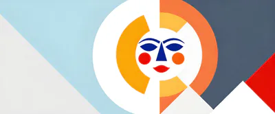 Abstract Geometric Sun Face Mural Design