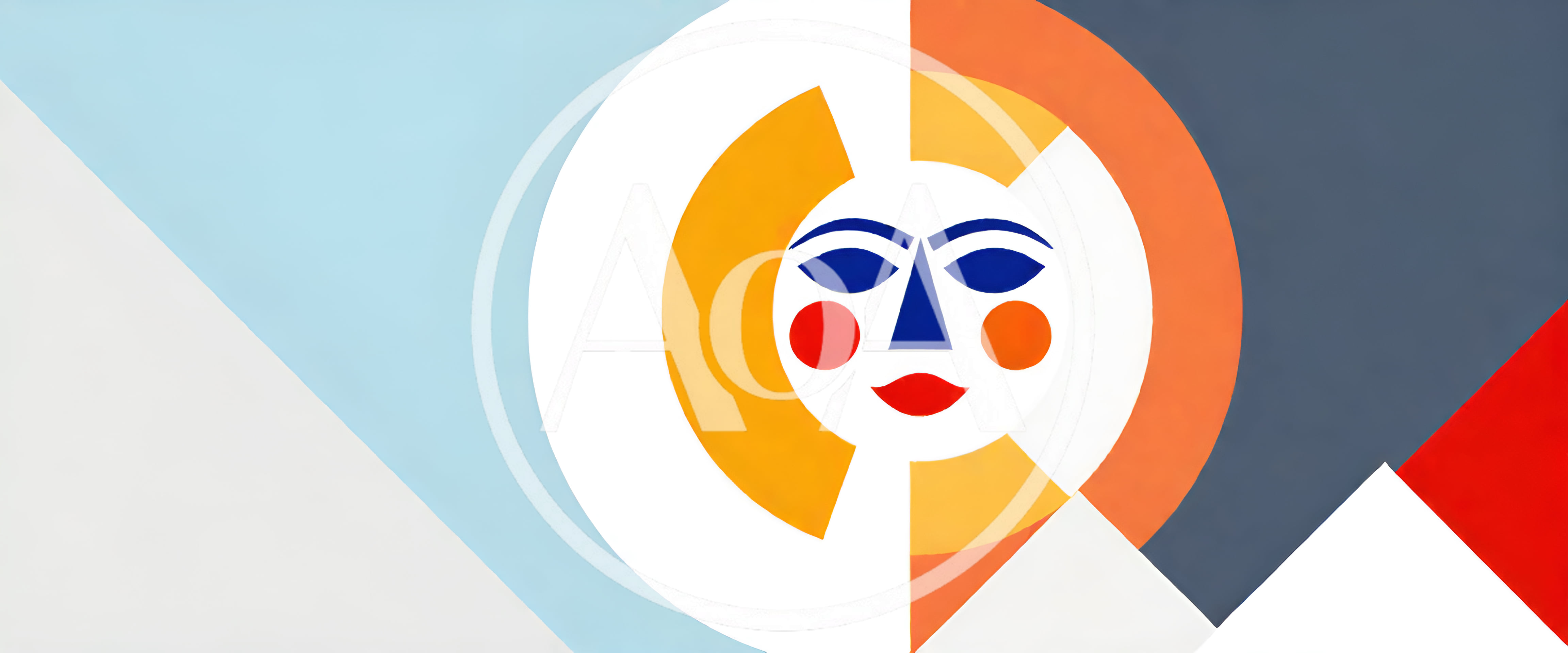 Abstract Geometric Sun Face Mural Design