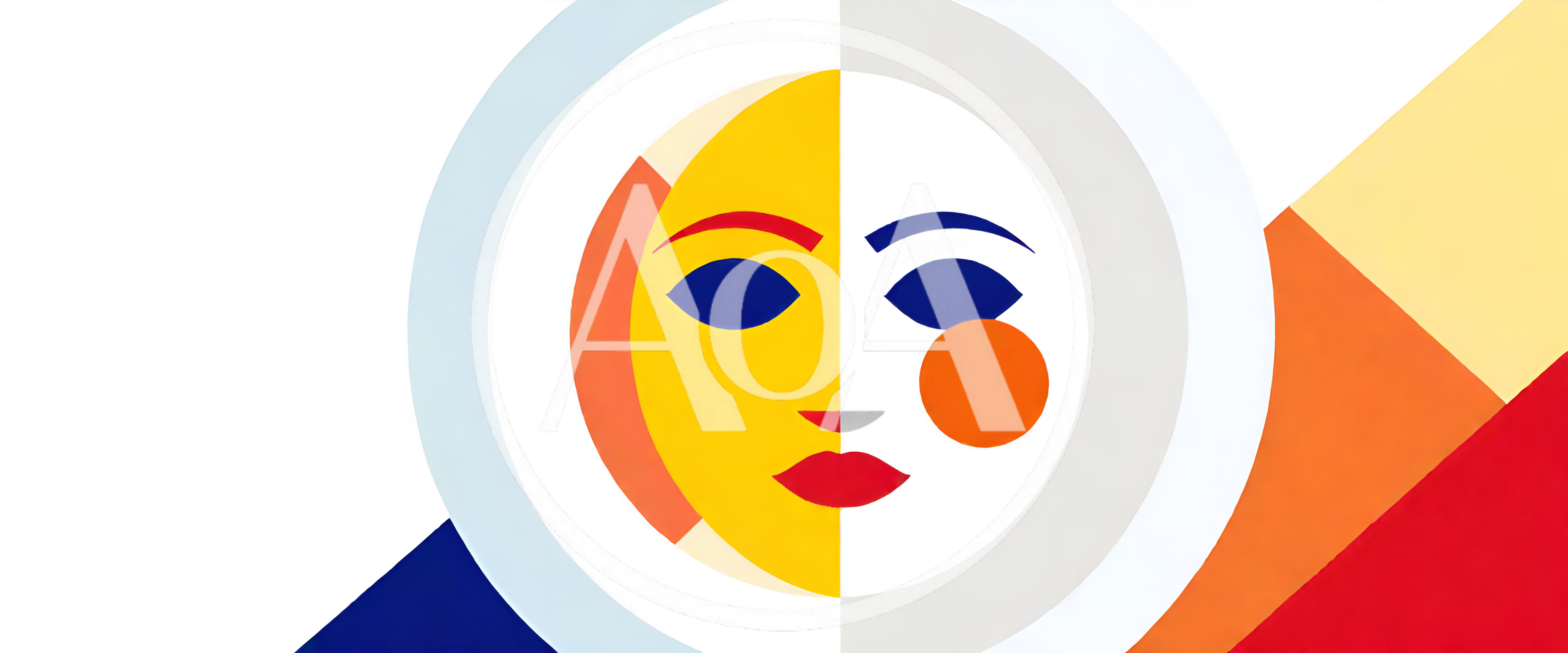 Abstract Geometric Sun And Moon Face Illustration