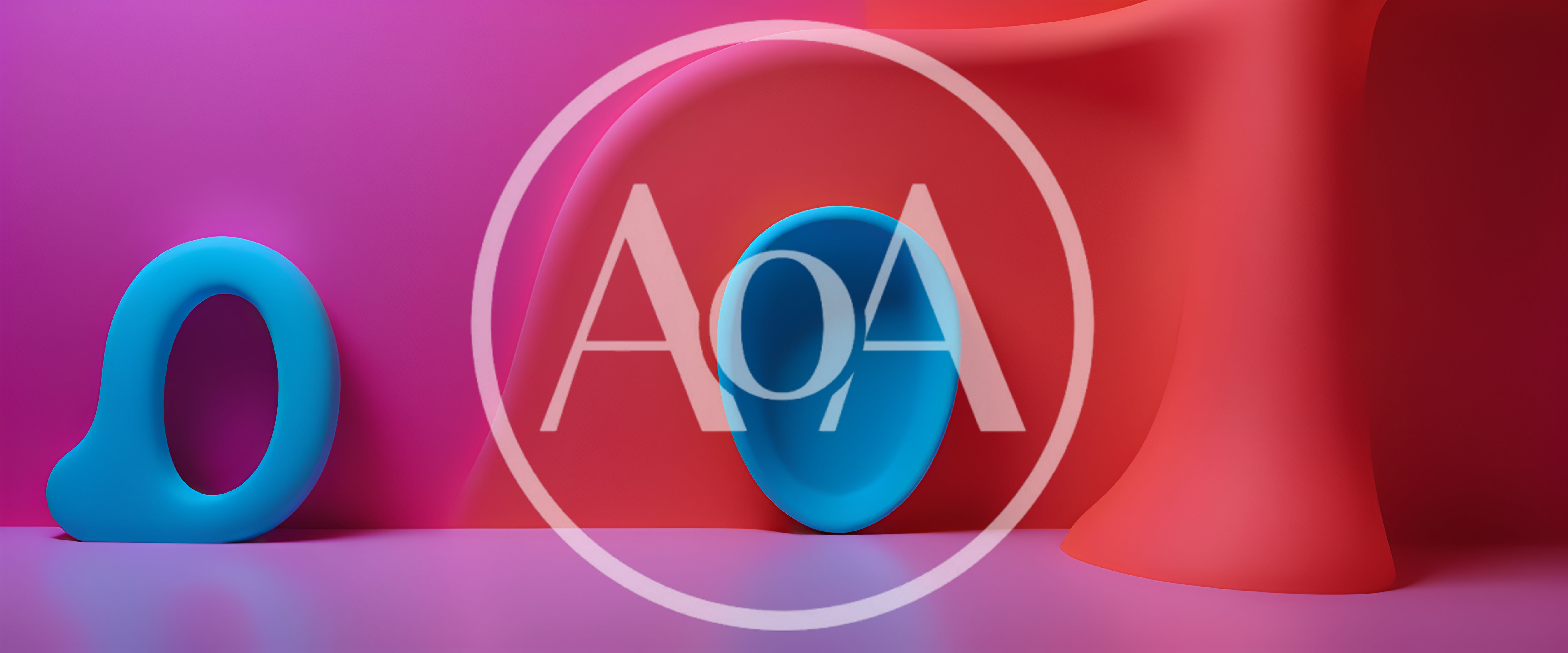 Abstract 3D Shapes With Blue Objects On Pink Background