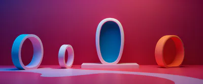 Abstract 3D Geometric Shapes On Pink Background