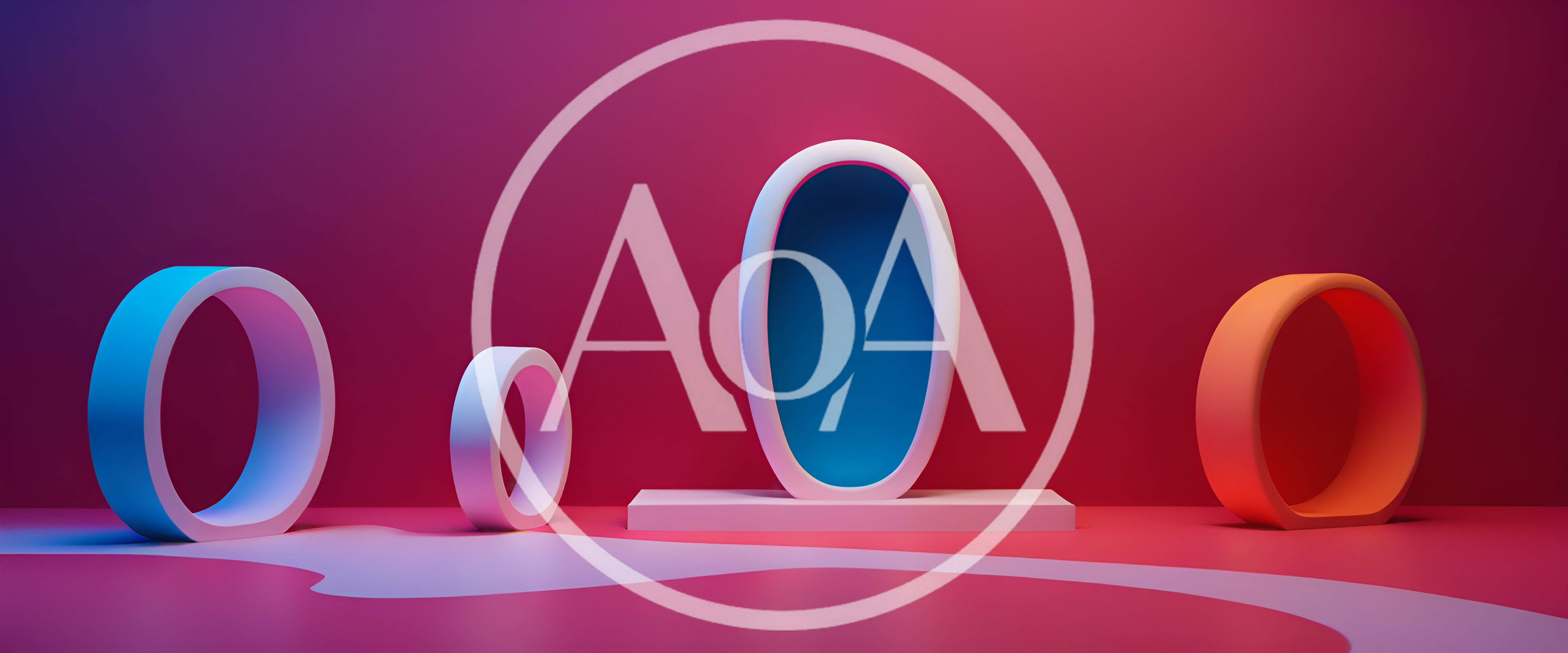Abstract 3D Geometric Shapes On Pink Background