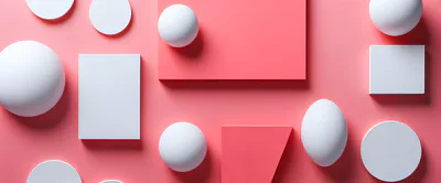 Abstract 3D Geometric Shapes On Pink Background
