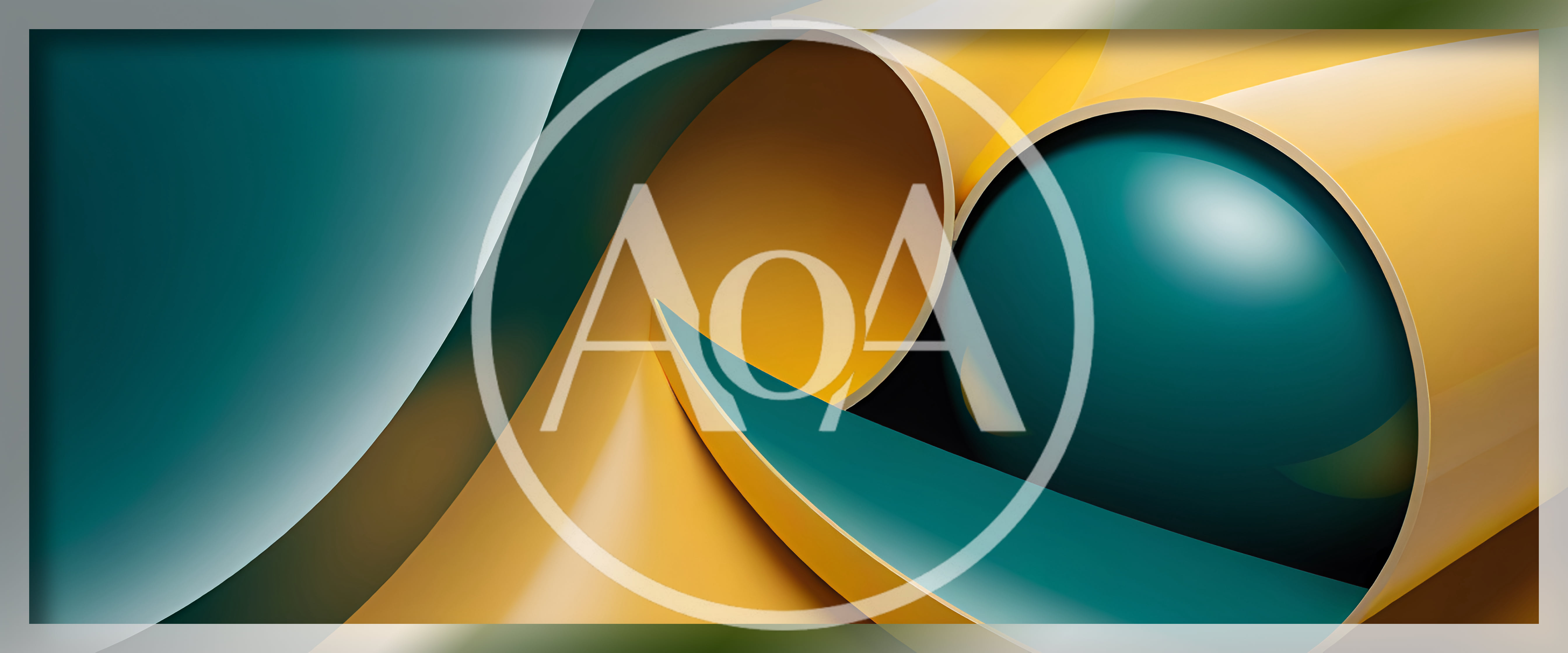 Abstract 3D Background With Teal Spheres And Yellow Curves