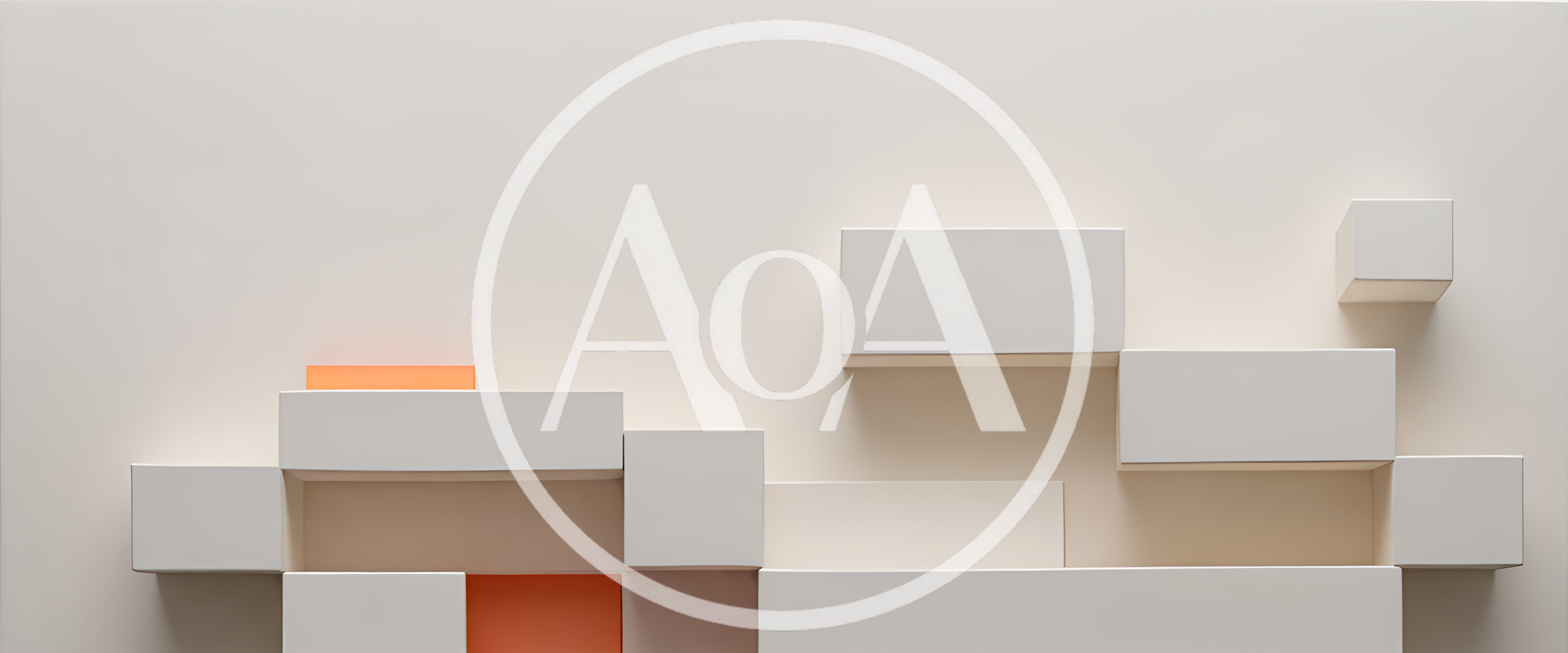 Abstract 3D Geometric Blocks With Orange Accents
