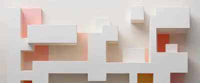 Abstract Geometric 3D Architectural Model With Pastel Accents