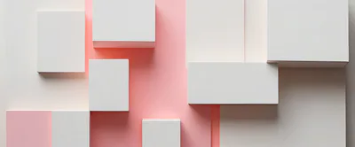 Abstract Geometric Composition With White Blocks And Pink Background