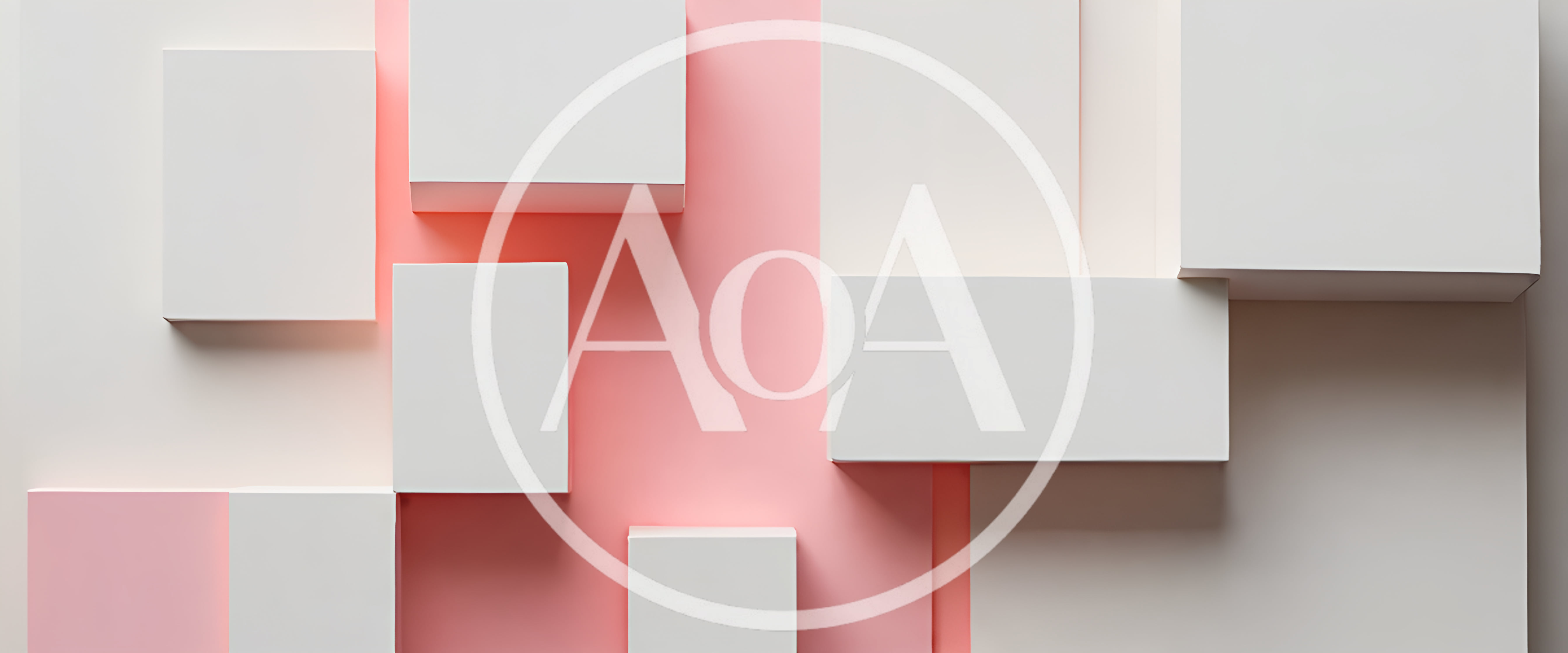 Abstract Geometric Composition With White Blocks And Pink Background