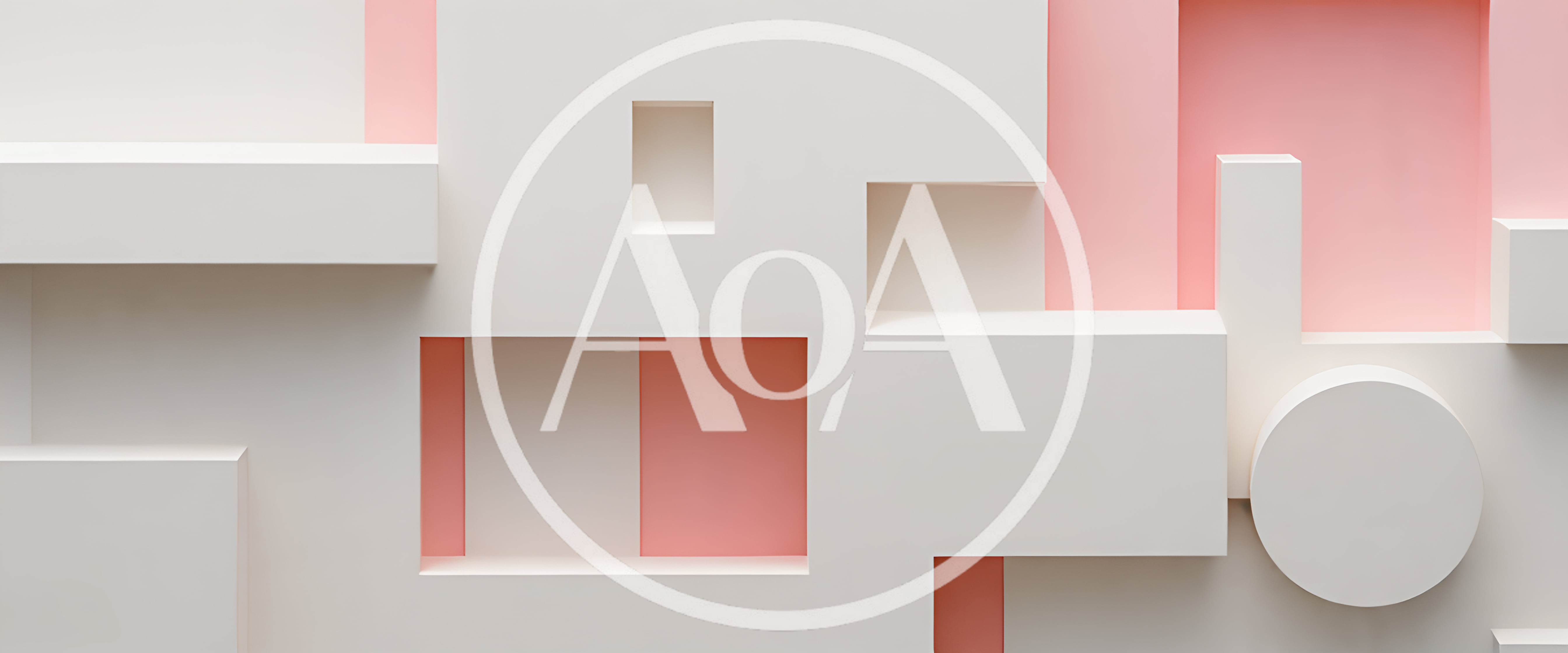 Abstract Geometric Composition With White Shapes And Pink Background