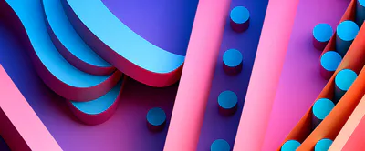 Abstract 3D Geometric Shapes With Vibrant Gradient Colors