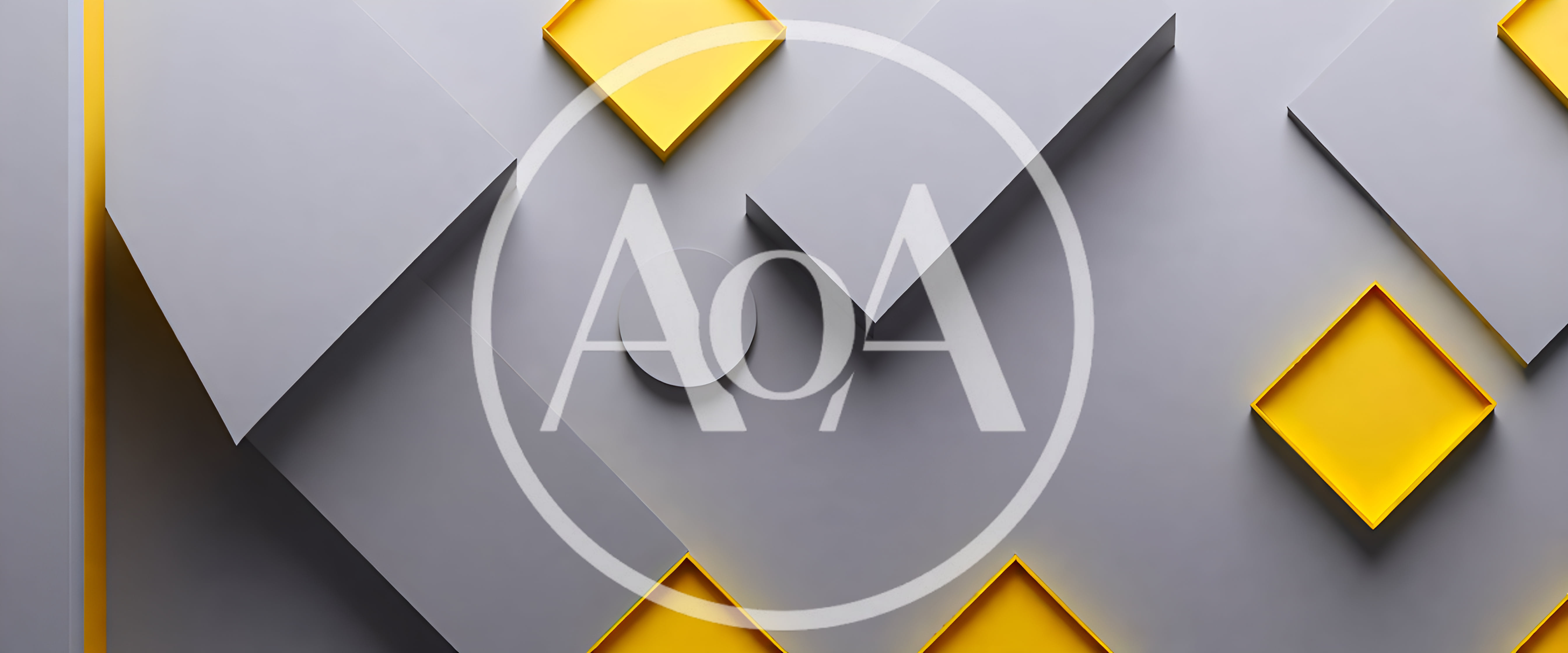 Abstract 3D Geometric Shapes With Yellow And Grey Tones