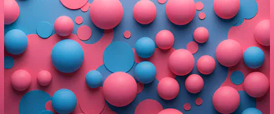 Abstract 3D Background With Pink And Blue Spheres