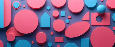 Abstract 3D Geometric Shapes Composition