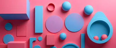 Abstract 3D Geometric Shapes On Pink Background