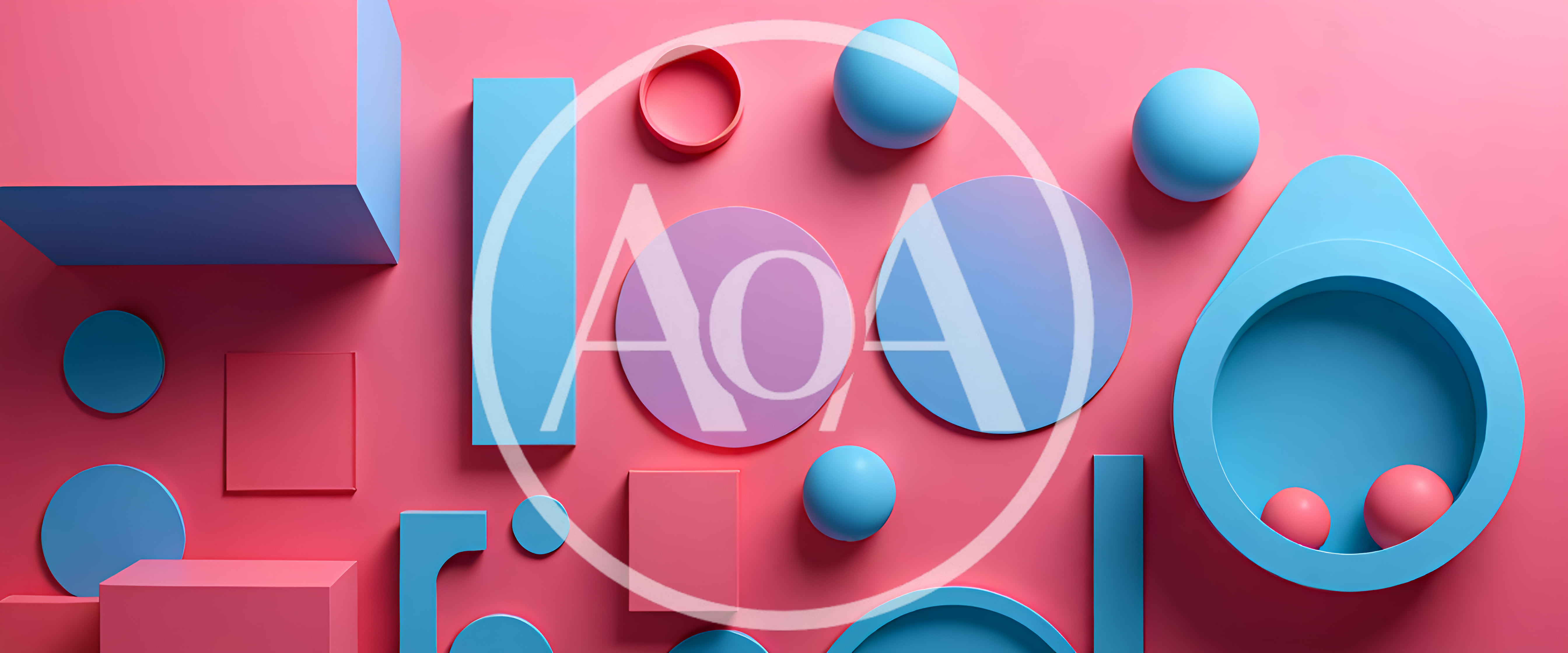 Abstract 3D Geometric Shapes On Pink Background