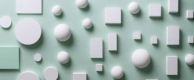 Abstract 3D Geometric Shapes On Pastel Green Background