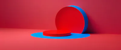 Minimalist Red And Blue 3D Product Display Podium