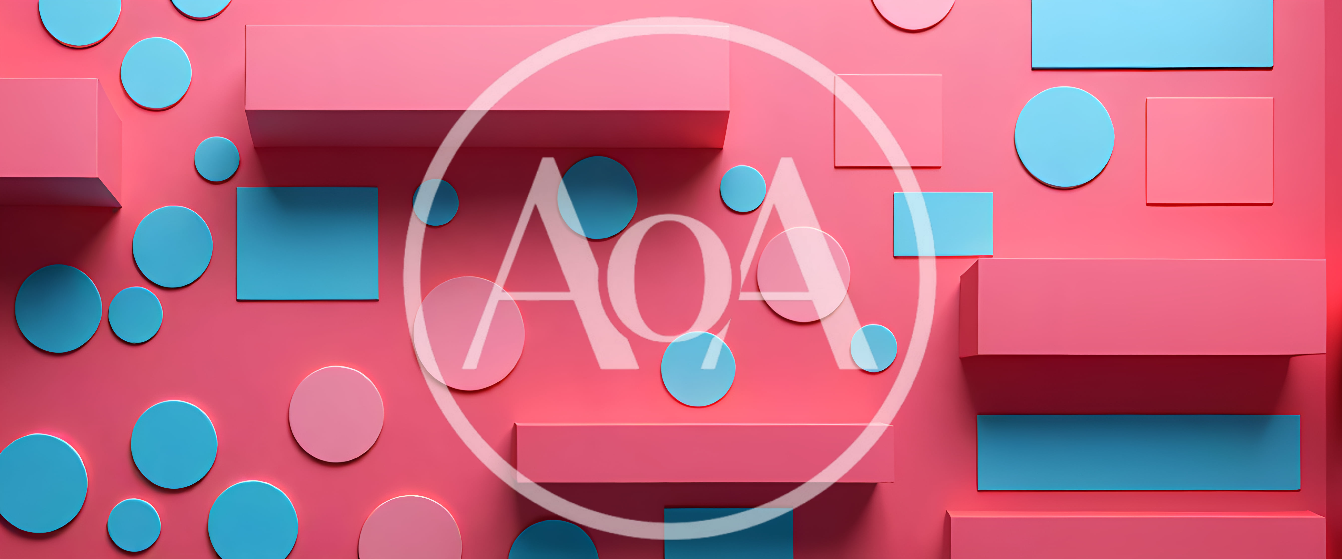 Abstract 3D Geometric Shapes Composition in Pink and Blue