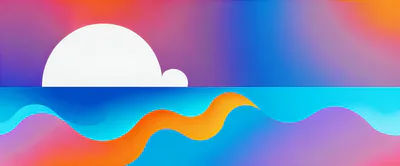 Abstract Minimalist Sunset Over Wavy Ocean Landscape