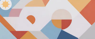 Abstract Geometric Mural With Sun And Shapes