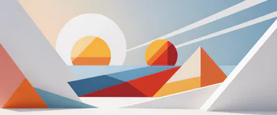 Abstract Geometric Landscape With Sun And Pyramids