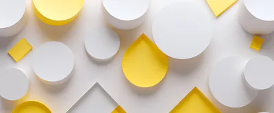 Abstract 3D Geometric Shapes With Yellow And White