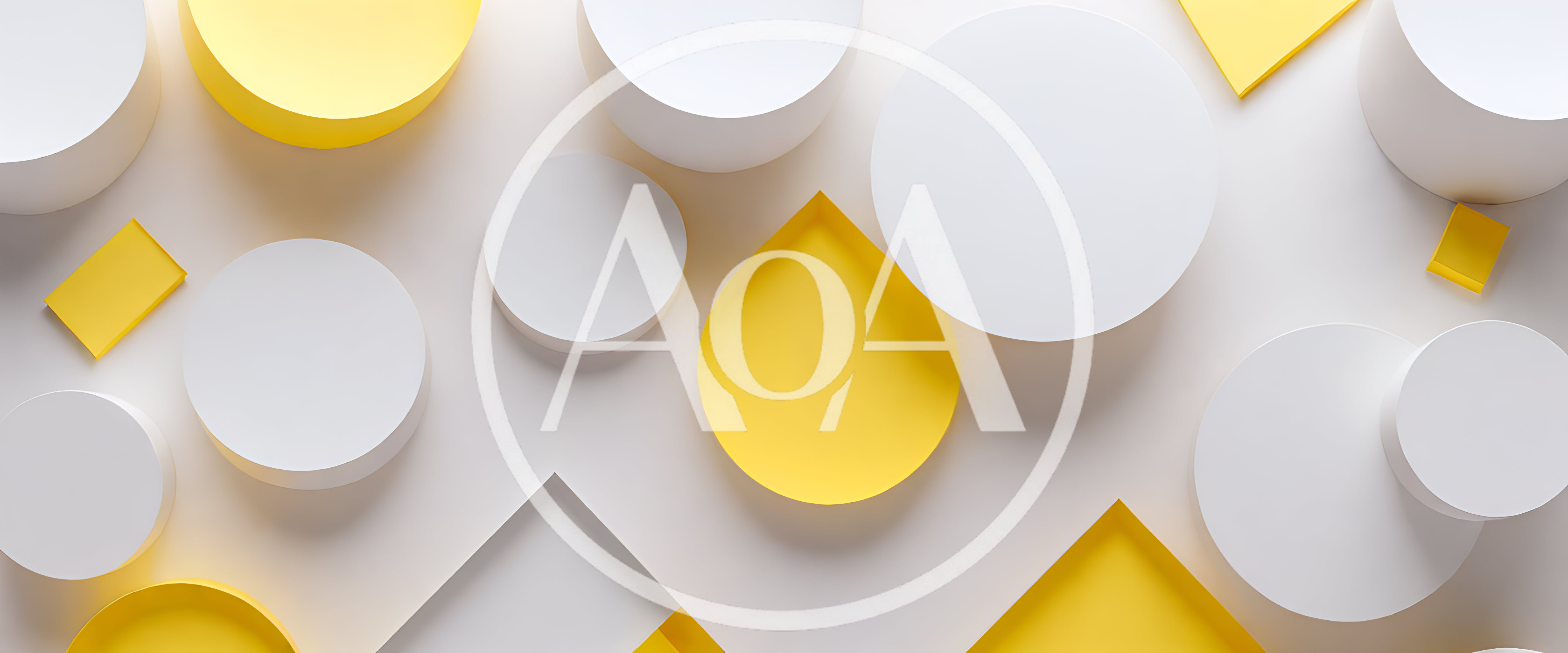 Abstract 3D Geometric Shapes With Yellow And White