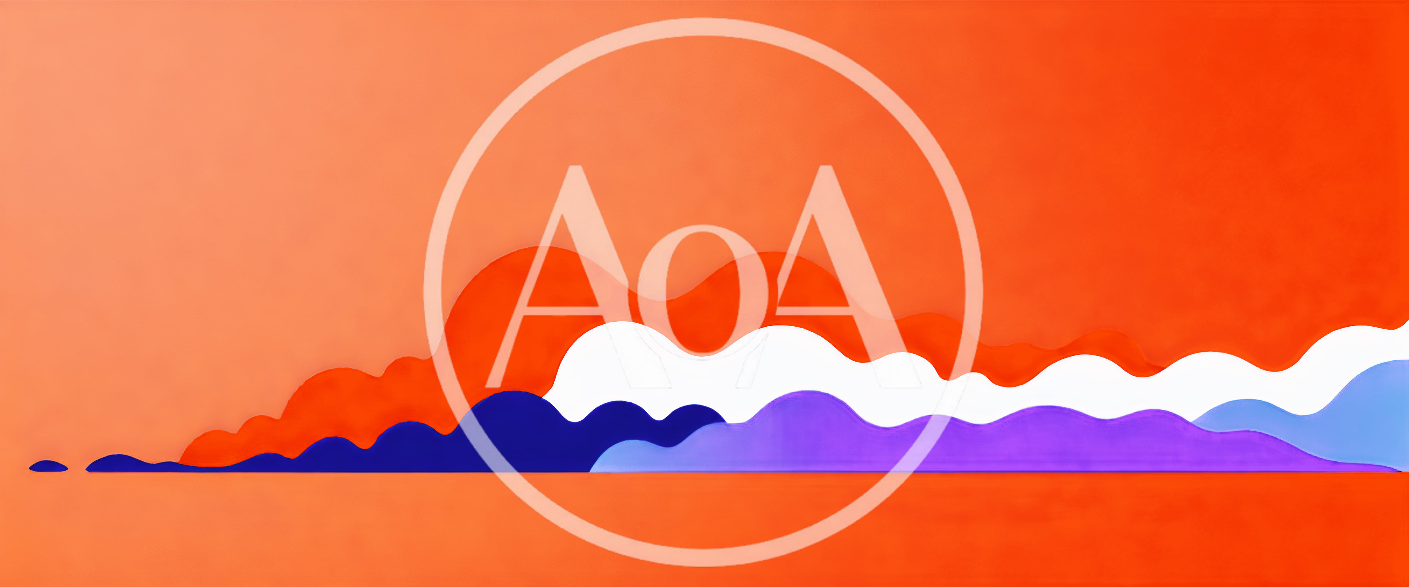 Abstract Wavy Layers In Orange White And Blue