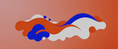 Abstract Fluid Shapes With Orange Blue And White Layers