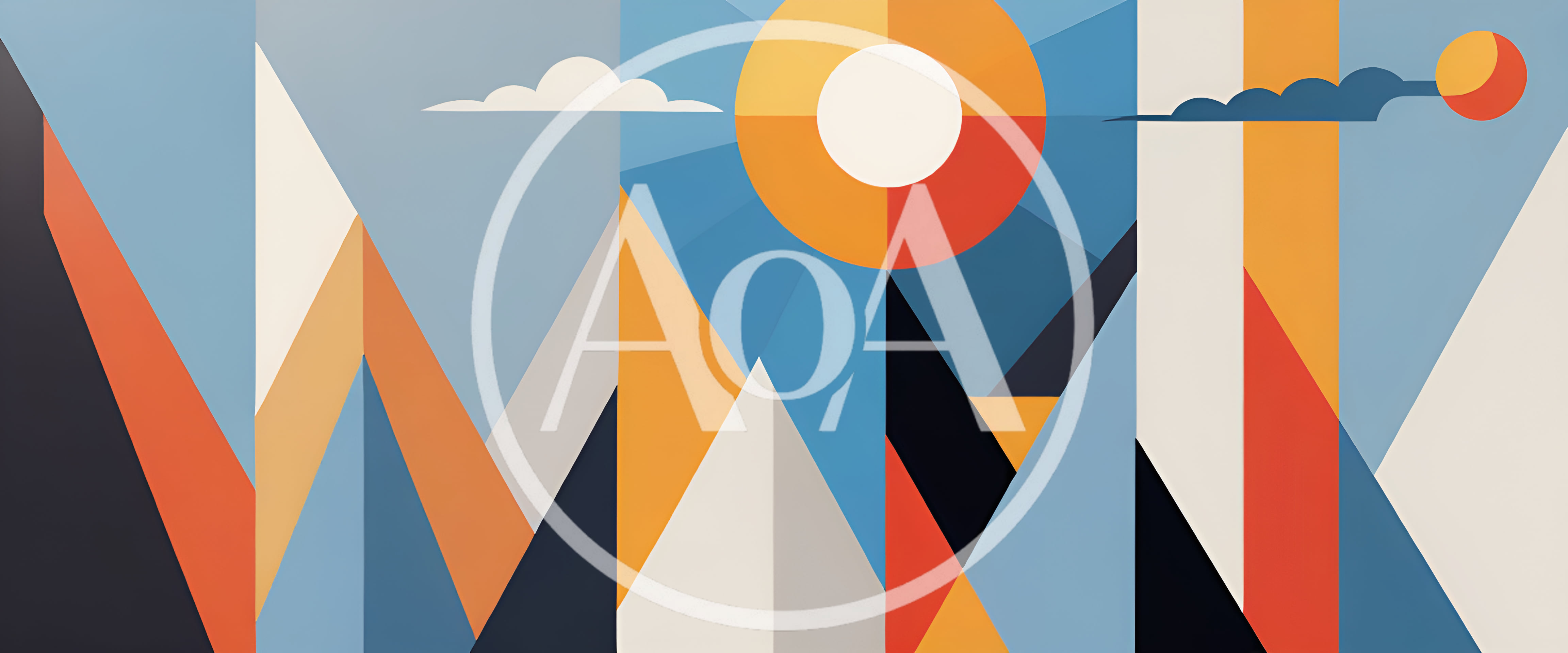 Abstract Geometric Mountain Landscape With Sun