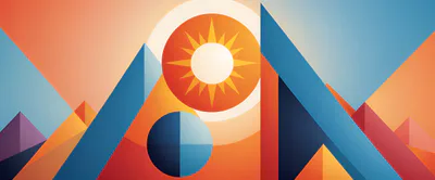 Abstract Geometric Landscape With Sun And Planet