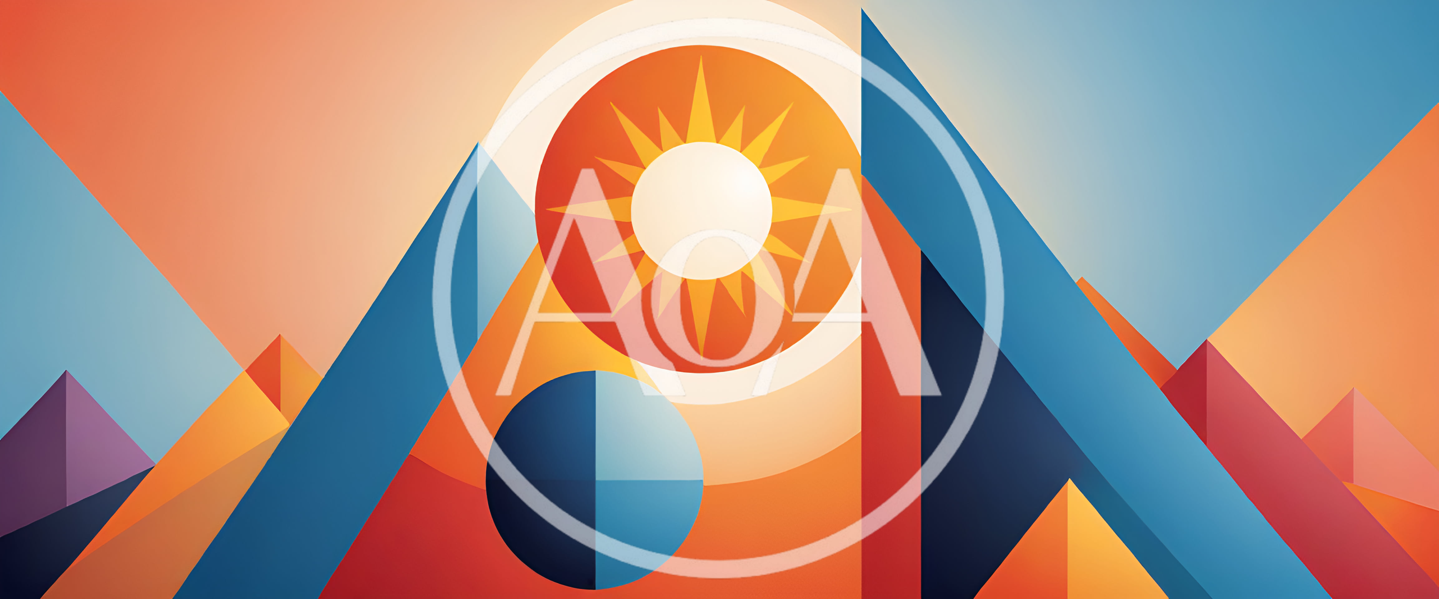 Abstract Geometric Landscape With Sun And Planet