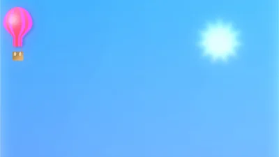 Pink Hot Air Balloon Floating In Blue Sky