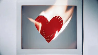 Red Heart Symbol Burning In Flames